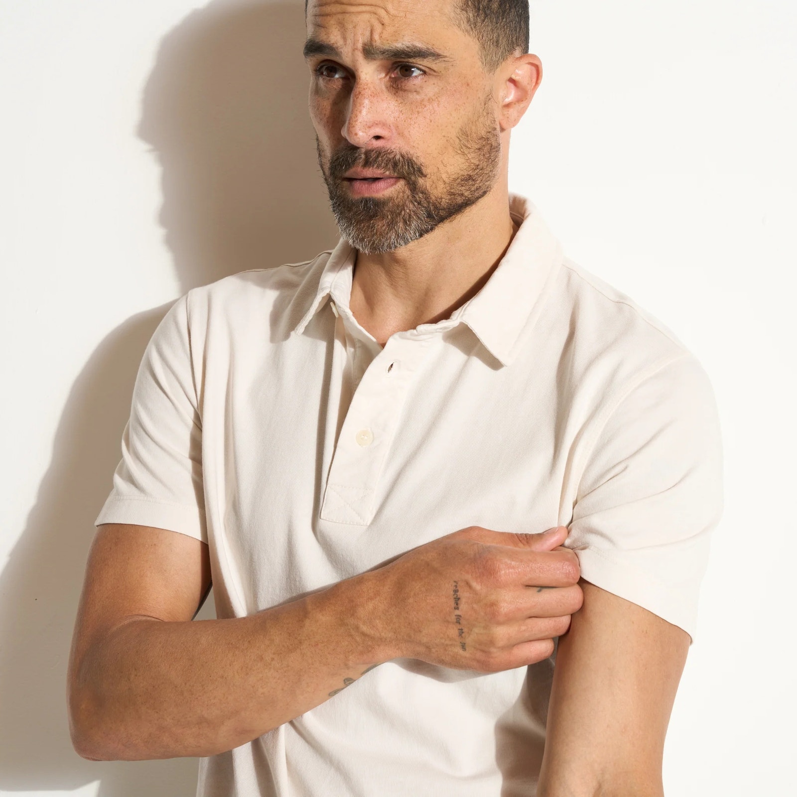 Rowan Men's Henderson Short Sleeve Polo Shirt In Vintage White (Cream) — image 5 of 8
